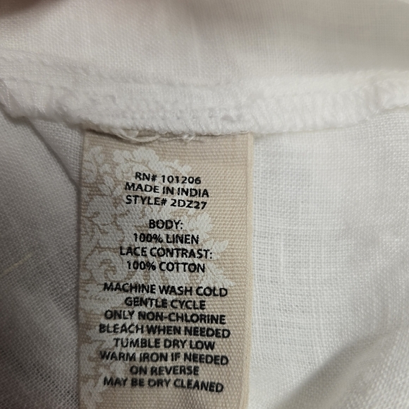 Soft Surroundings White Linen Button-Up Shirt Large - Picture 6 of 7